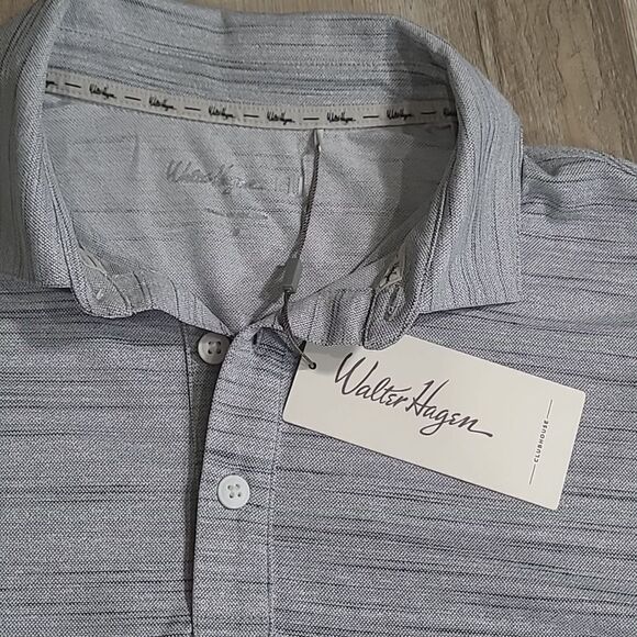Nwt Walter Hagen gray summer short sleeve 3/4 button up collar Polo mens medium - Picture 2 of 4